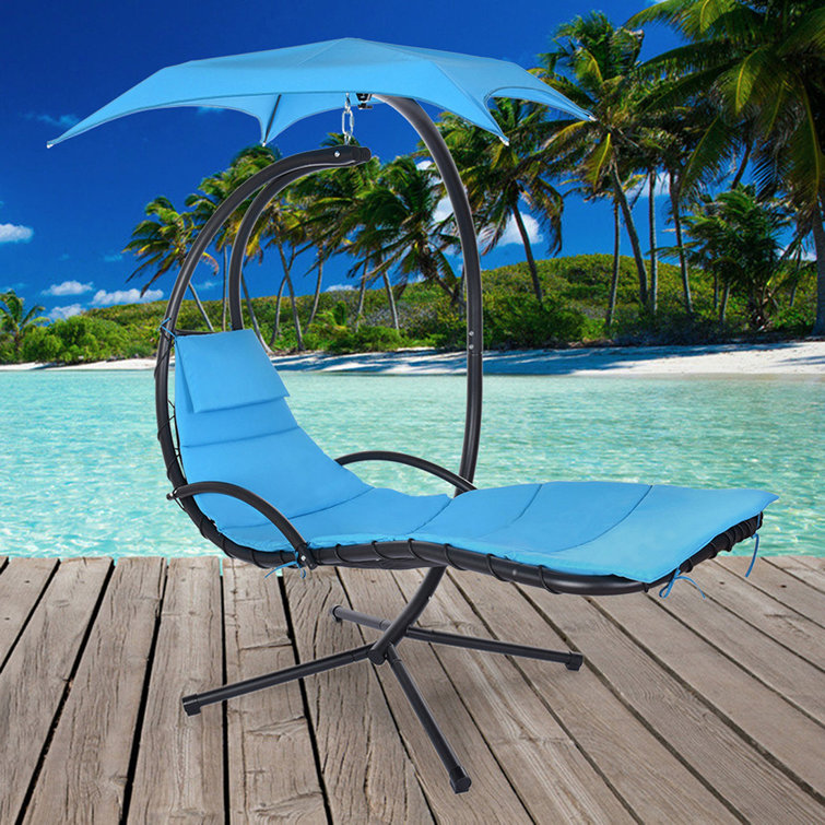 Arlmont & Co. Outdoor Hanging Curved Steel Chaise Lounge Chair Swing